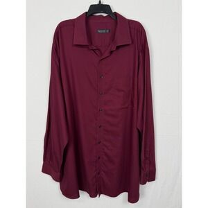 Rochester Mens Egyptian Cotton Shirt 20 36/37 Burgundy Non-Iron Button Down